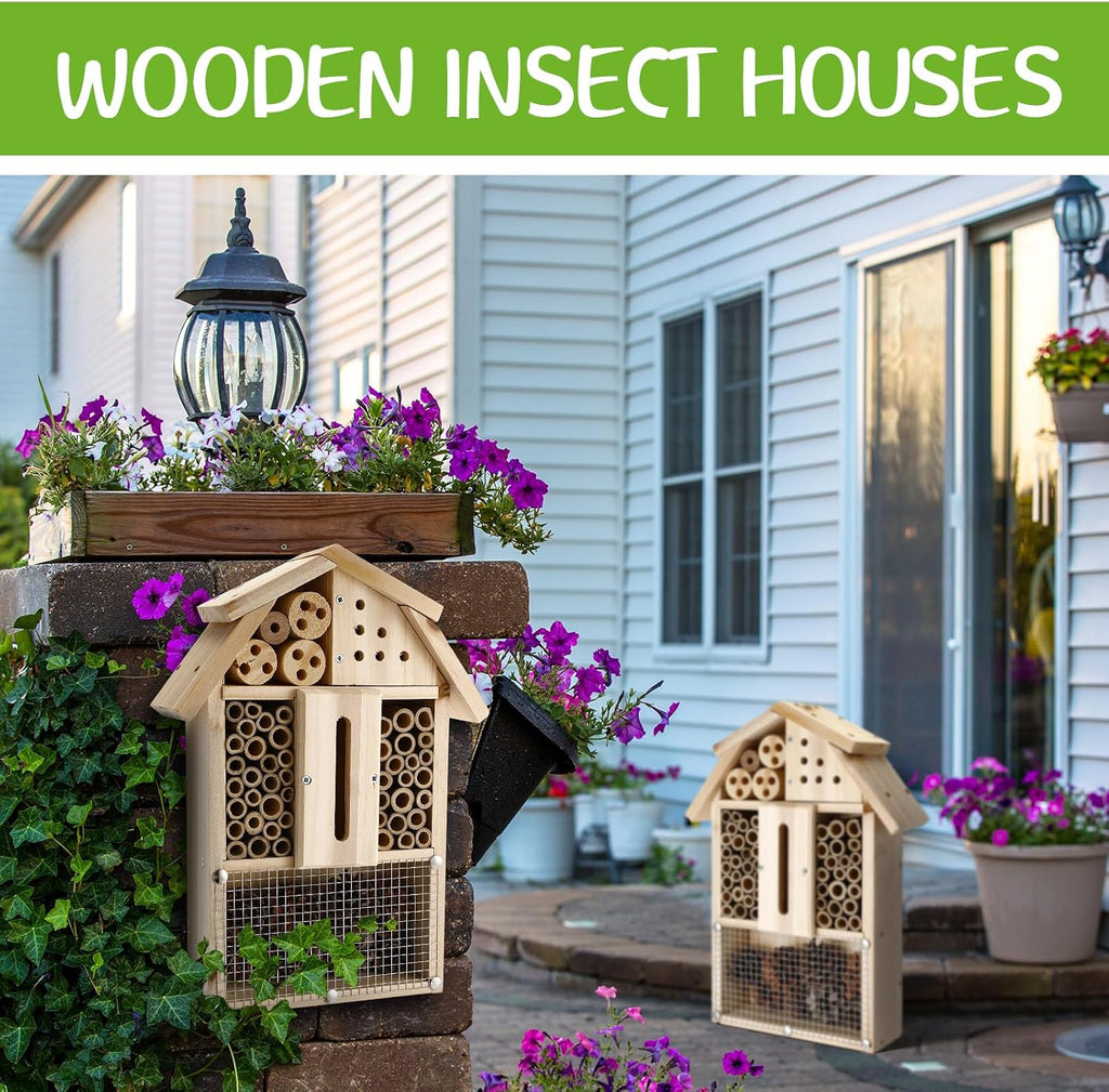 2 Set Bug Hotel Kit DIY Insect Hotel Lady Bug House for Garden DIY Cedar Wood Craft for Butterfly, Ladybird, Beneficial