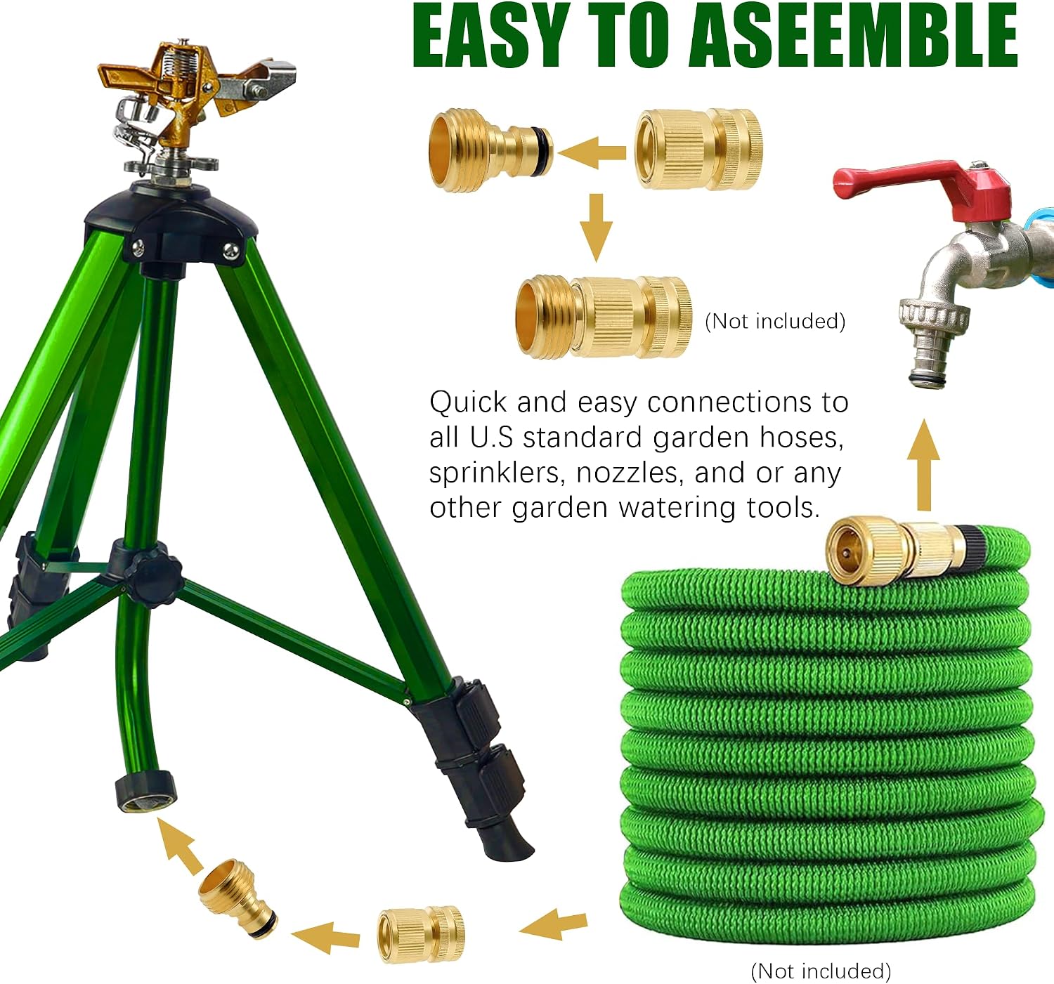 LIULO TOOL Impact Sprinkler on Tripod Base, Tripod Sprinklers with Head, 360 Degree Large Area Irrigation with