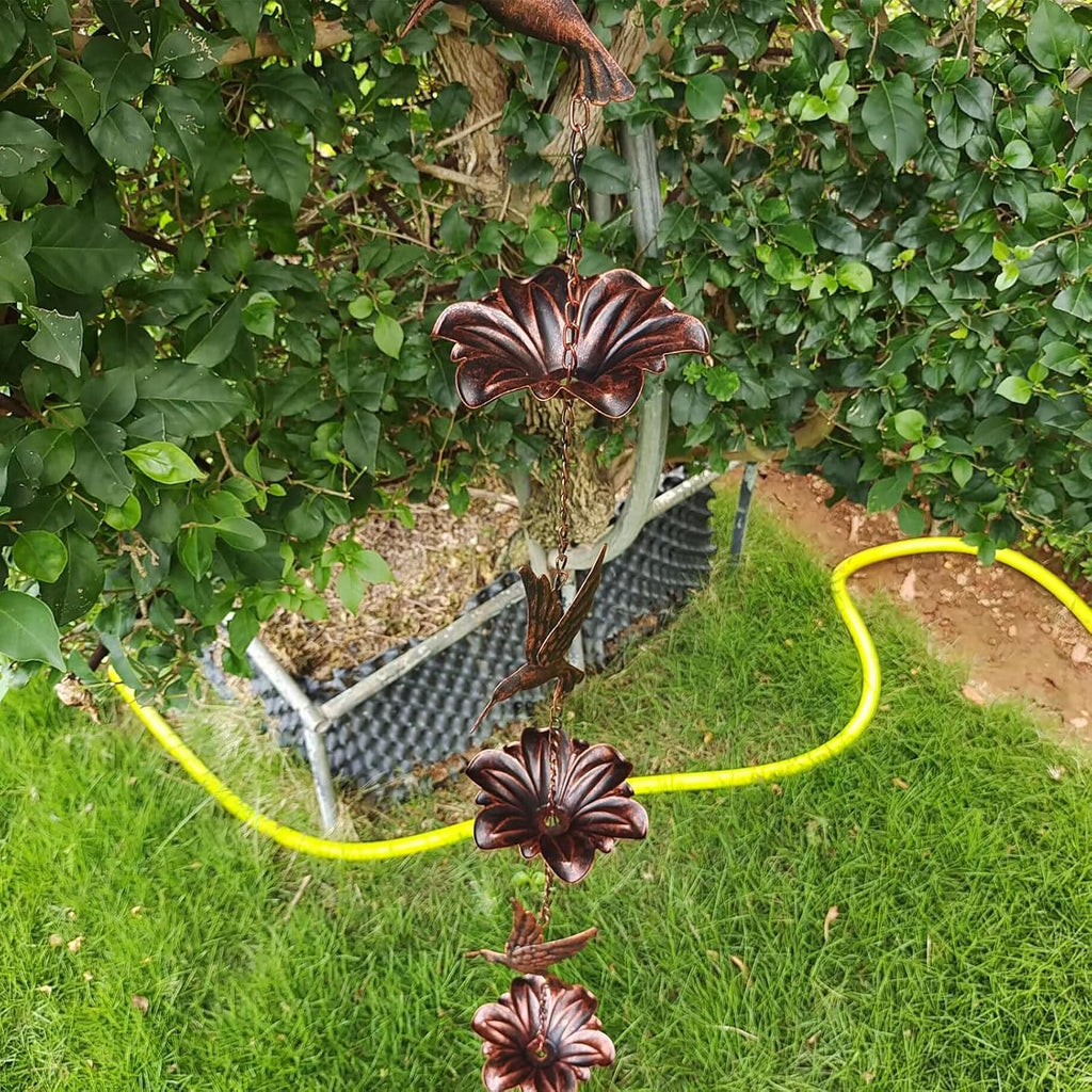 8.5FT Hummingbird Rain Chain,Rain Chains for Outside,Rainwater Catcher Chains, Outdoor Garden Yard Decor | Rainwater