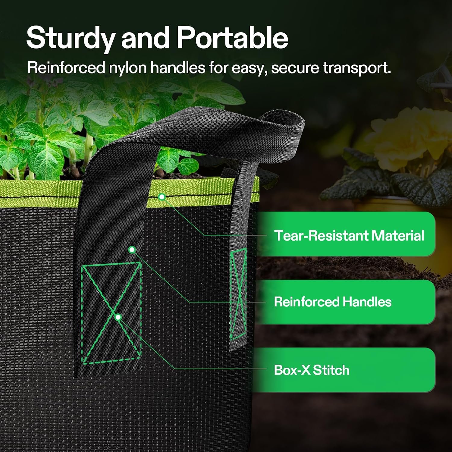 VIVOSUN 3-Pack 3-Gallon AeroBase Grow Bags, Durable Mesh Fabric Plant Container with Breathable Base and Sturdy