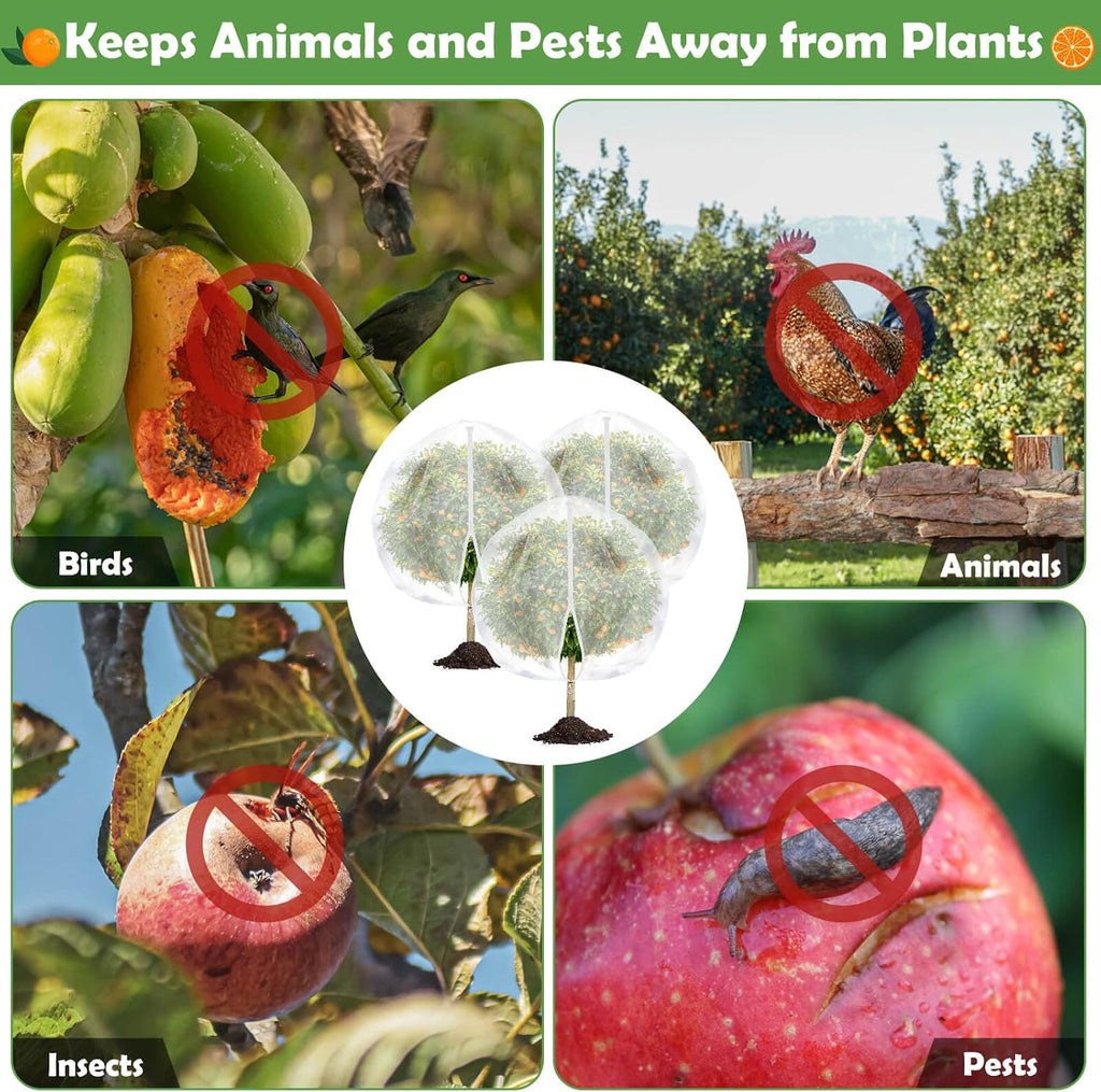 10x10 FT Fruit Trees Netting,3Pcs Large Tree Nets for Fruit Trees | Plant Garden Insect Bird Netting with Zipper, Pest