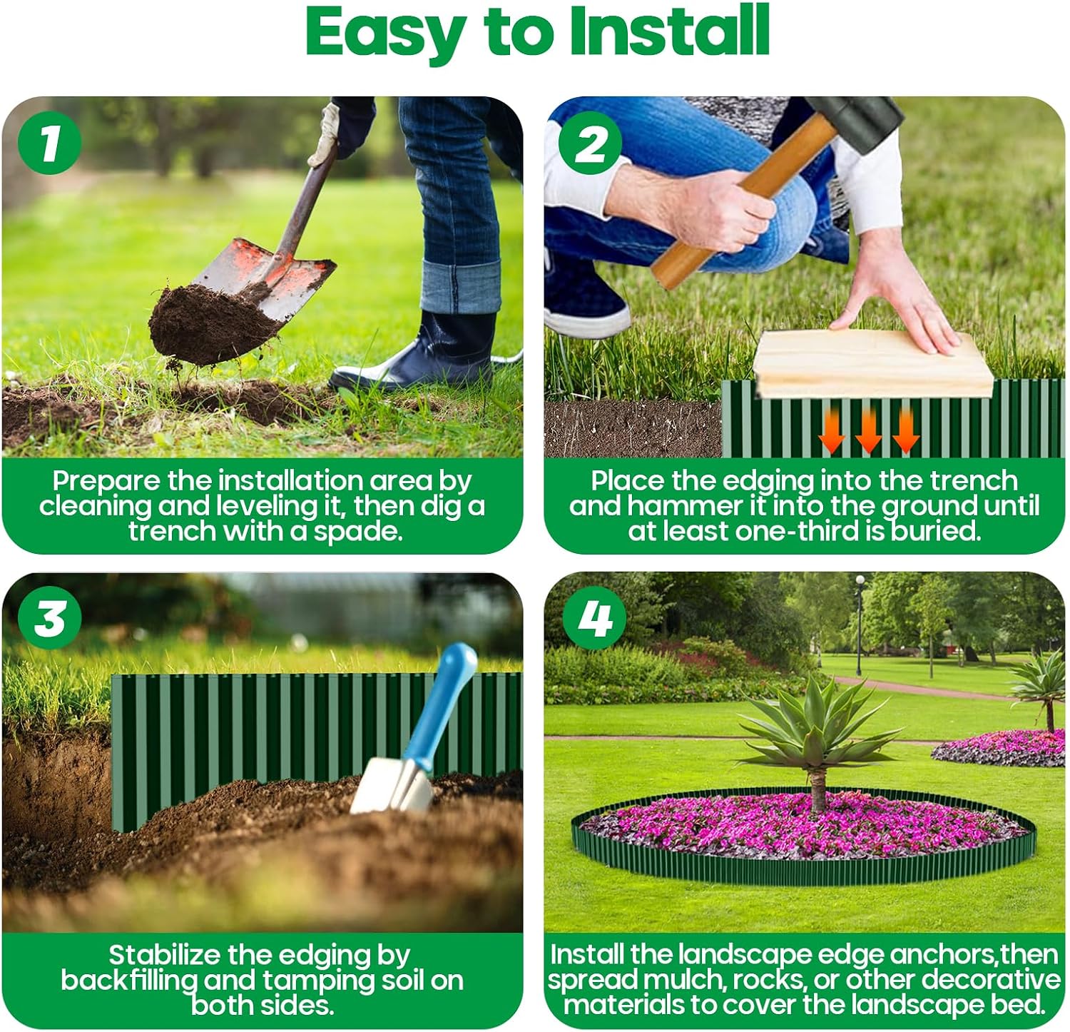 Corrugated Metal Garden Edging,Sturdy Tall Landscape Edging Borders with 6pcs Anchor Stakes, Perfect DIY for Flower