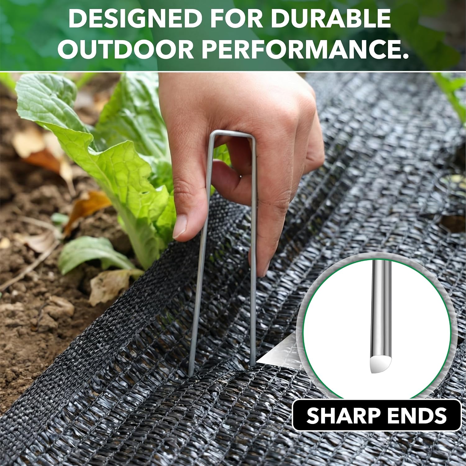 UNCO- Galvanized Landscape Staples, 8 Inch, 200 Pack, Garden Staples, U-Shaped Landscape Pins for Weed Barrier Cover