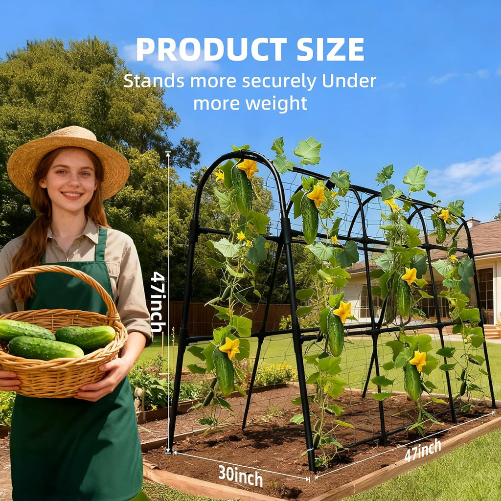 Cucumber Trellis for Raised Bed, U-Shape Garden Arch Metal Support for Climbing Plants, Metal Arch Plant Support
