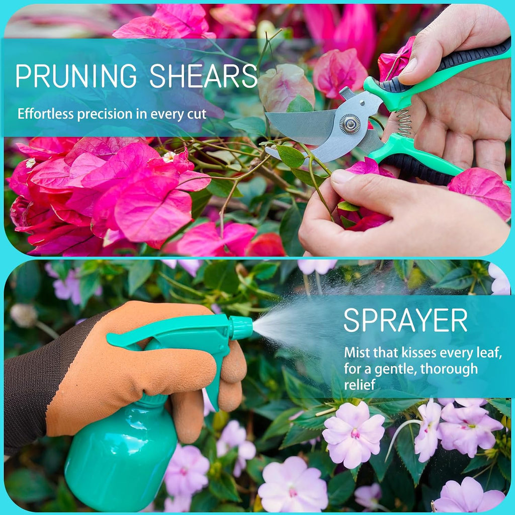 Garden Tool Set, 10 PCS Gardening Tools/Kit for Women,Gardener Gift | 10 PCS Gardening Essentials, Stainless Steel Hand