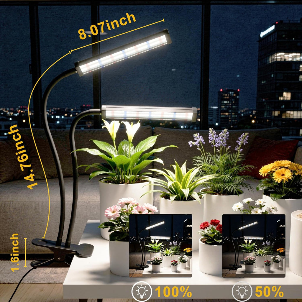 Grow Light 100W 6000K, Super Bright White Desktop Clip Plant Lamp | Desk Lamp for Pot Seedlings Succulents Seeds Indoor