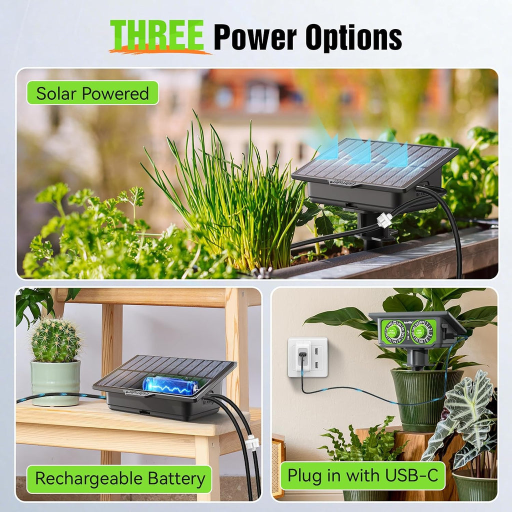 RAINPOINT Easy-Setup Solar Drip Irrigation System Outdoor & Indoor, Automatic Plant Waterer Device Kit