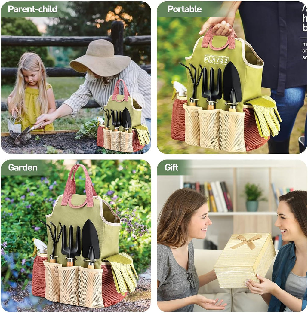 APSARAS USA Gardening Tools, Garden Tool Set, 10 Pieces Heavy Duty Sturdy Steel Gardening Tool Set with 600D Oxford