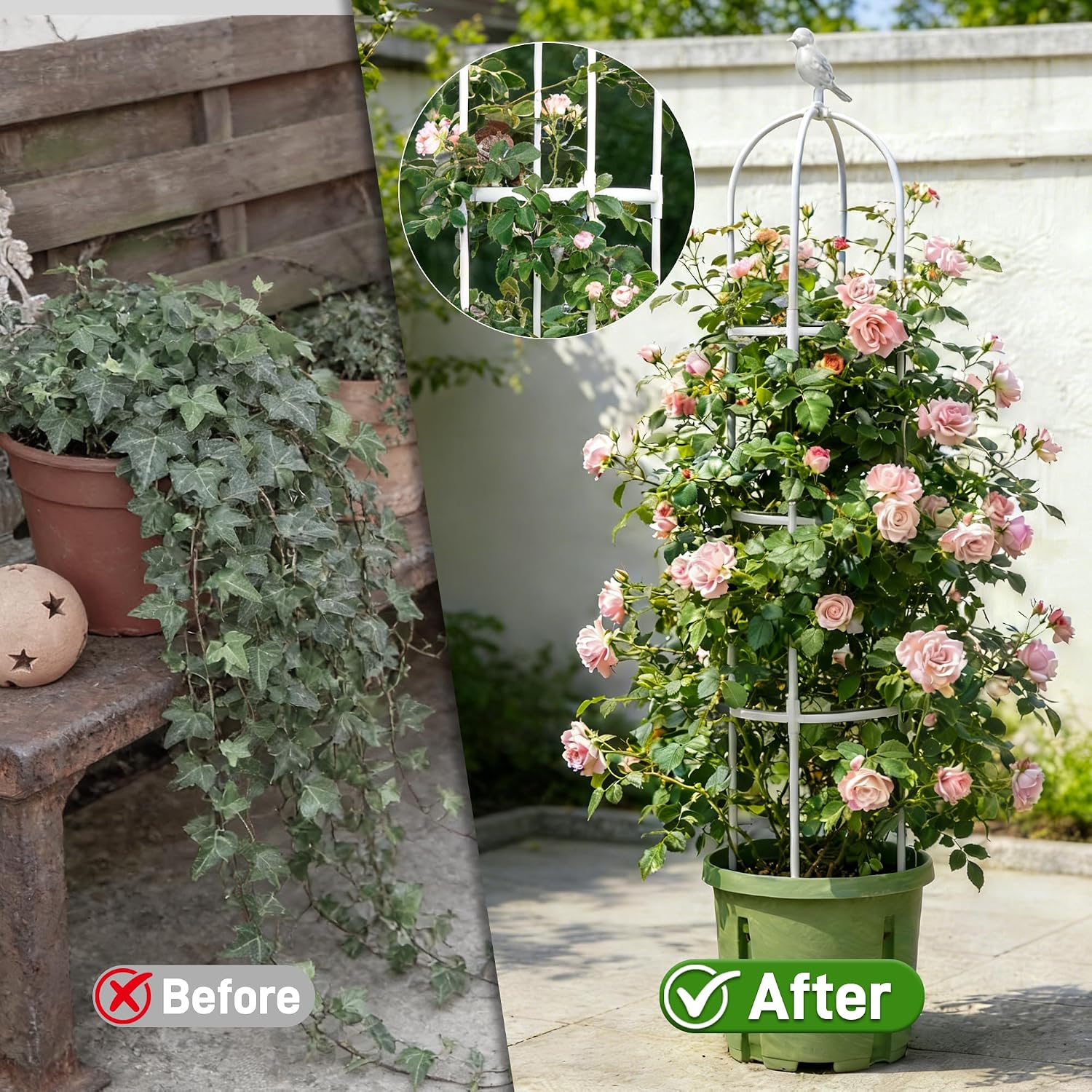 2 Pack Trellis for Climbing Planting Outdoor, 6ft Plant Trellis-Rustproof Metal Pipe with Heavy Duty Plastic Coated