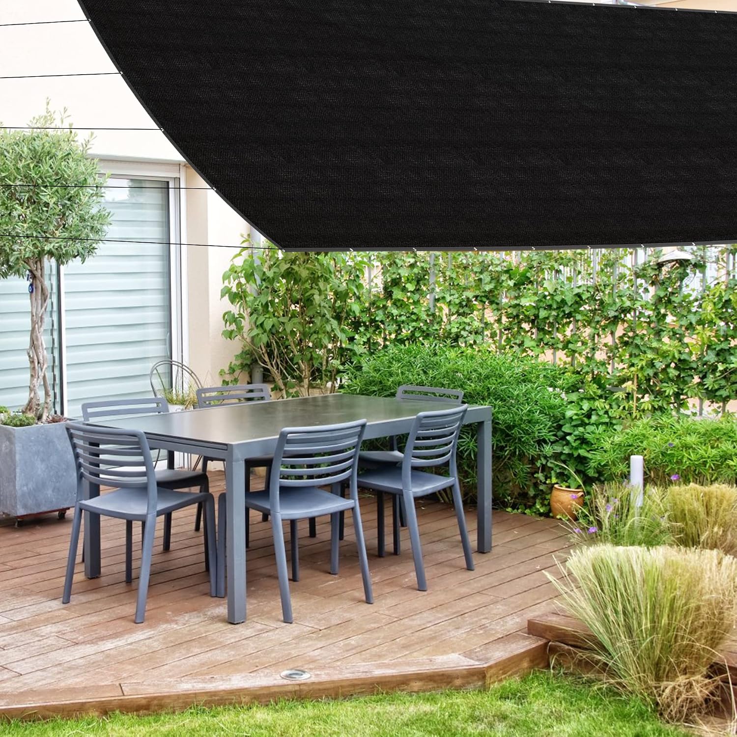 SPORTYOUTH Shade Cloth, 70% Black Sunblock Cover for Patio, 10x50 Ft Shade Mesh Tarp with Grommets UV Resistant for