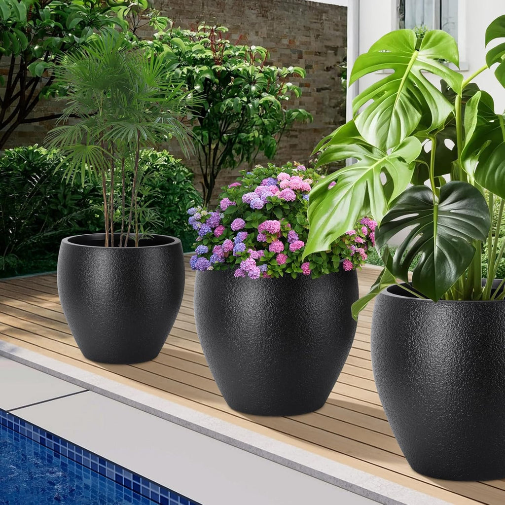 YNNICO Plant Pots 17.5/14.8/12.2 inch Set of 3, Flower Pots with Drainage Holes, Large Planters for Indoor Outdoor