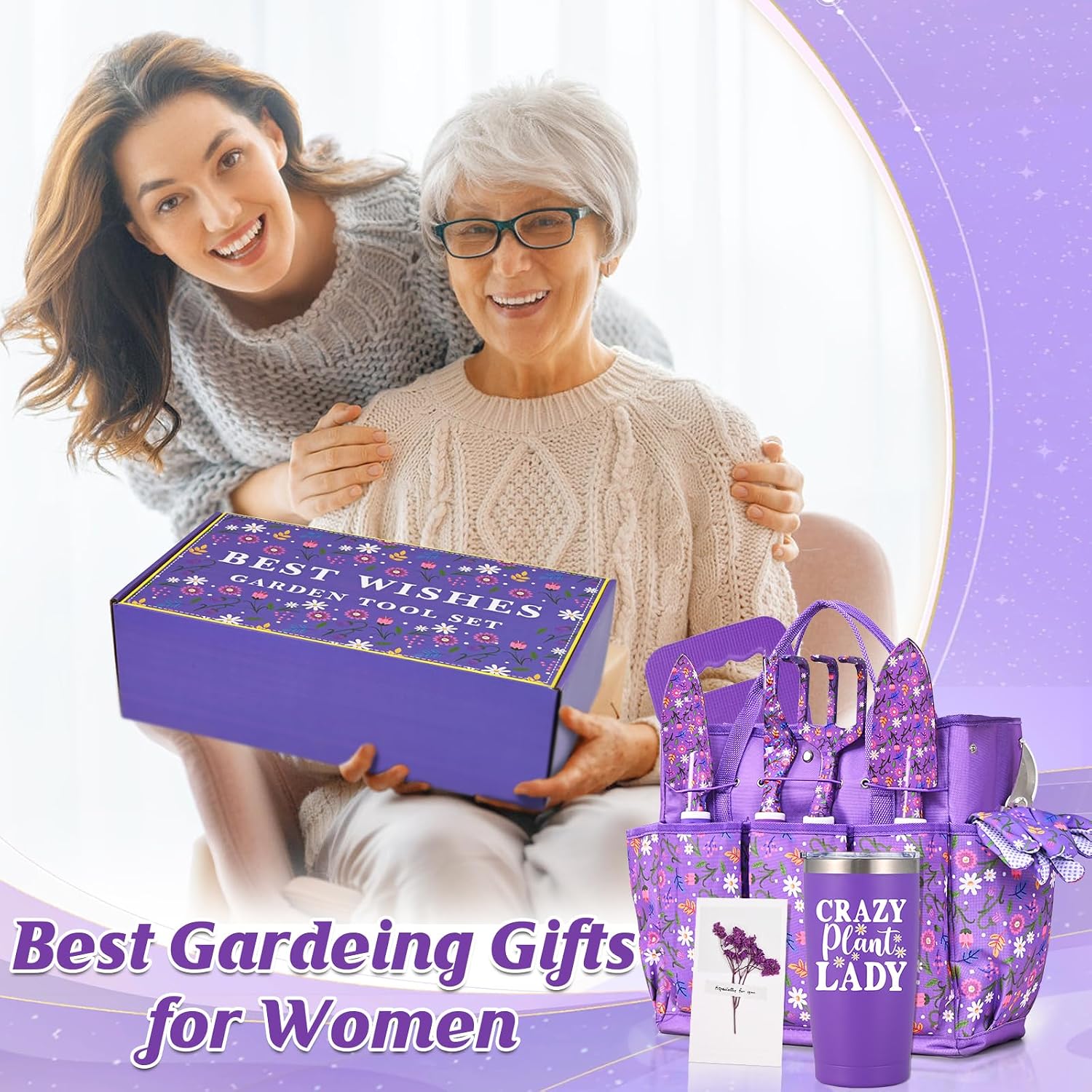 Gardening Gifts for Women, Gardening Tools for Women, 14 PCS Garden Tools Set Kit with Garden Tool Bag, Plant Lover