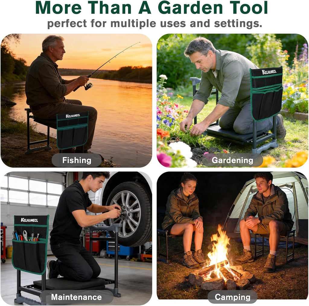 Garden Kneeler and Seat - Extra Wide Thick EVA Pad, Heavy Duty Foldable Garden Bench Holds 350lbs, 2-in-1 Gardening
