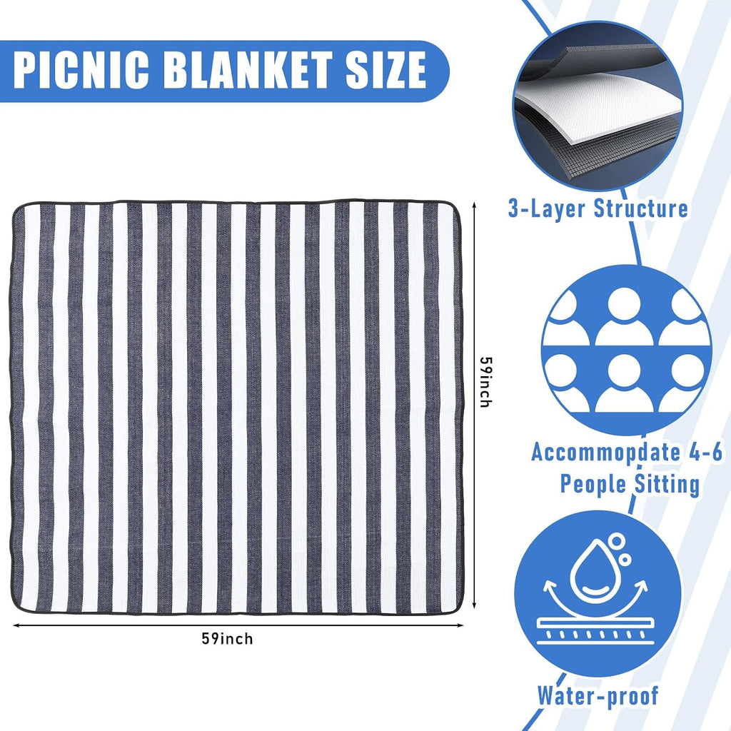 Teenyyou 35L Large Insulated Picnic Basket with Blankets Kit Shopping Basket Cooler Bag Leakproof Collapsible Portable