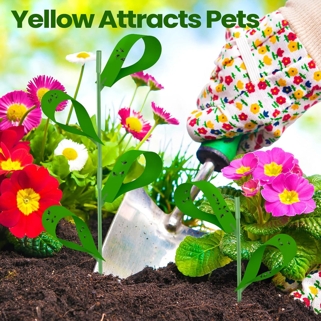 Qualirey 300 Pcs Sticky Houseplant Traps Fungus Gnat Fruit Fly Trap Sticky Houseplant Stakes Insect for Outdoor Garden