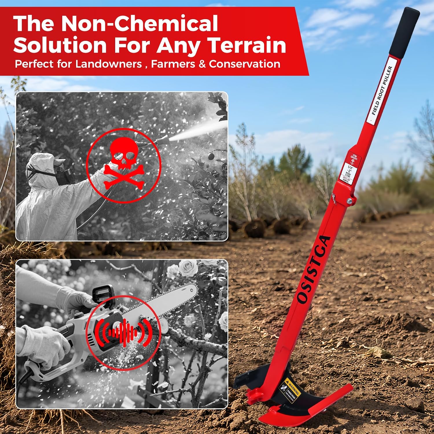Tree Puller & Sapling Puller Tool, Heavy Duty Root Puller for 1/4" to 2" Woody Stems, High Leverage Manual Tree Root