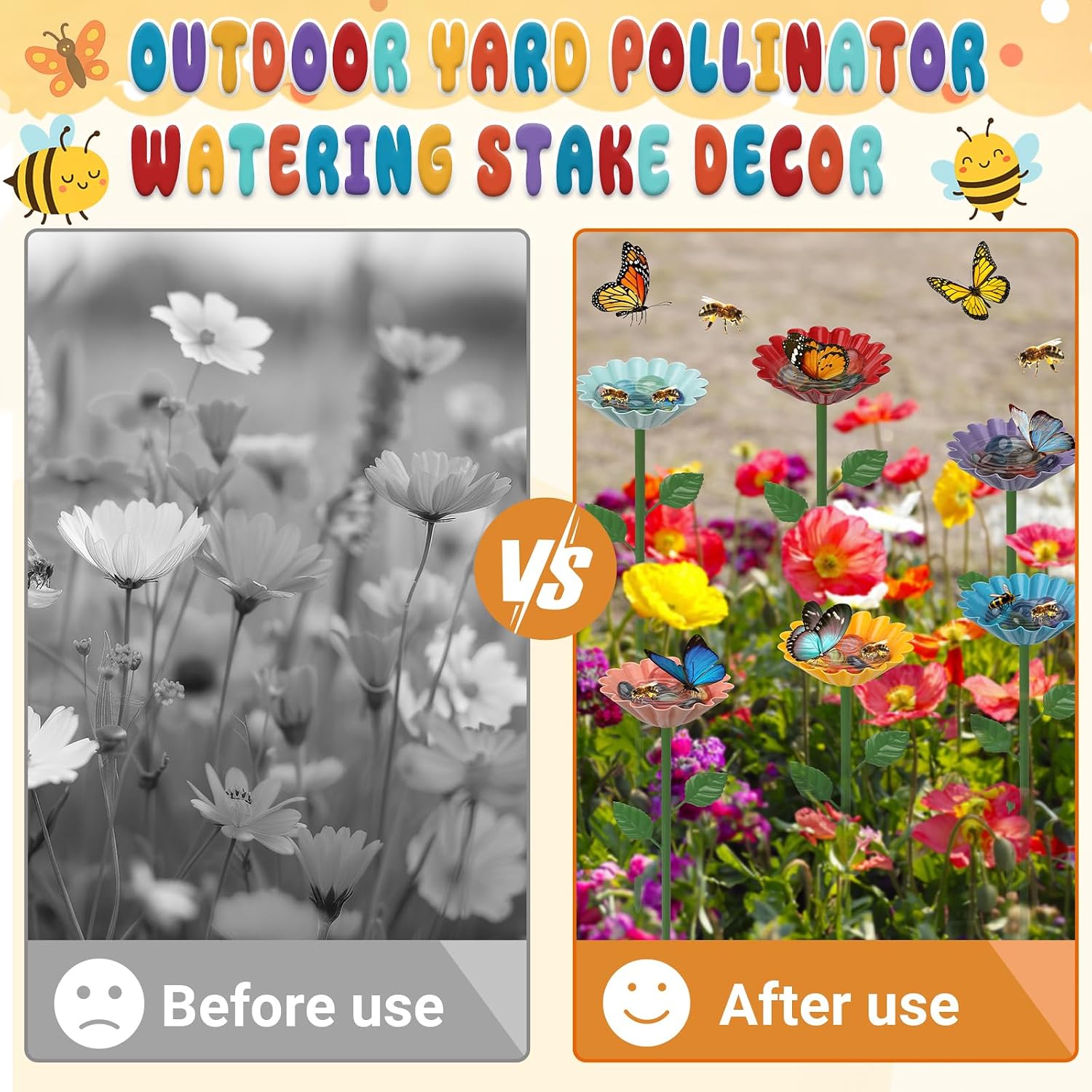 12 Pack Bee Watering Station, Bee Feeder for Garden Metal Butterfly Water Feeder Colorful Flower Design Bath Bowl with