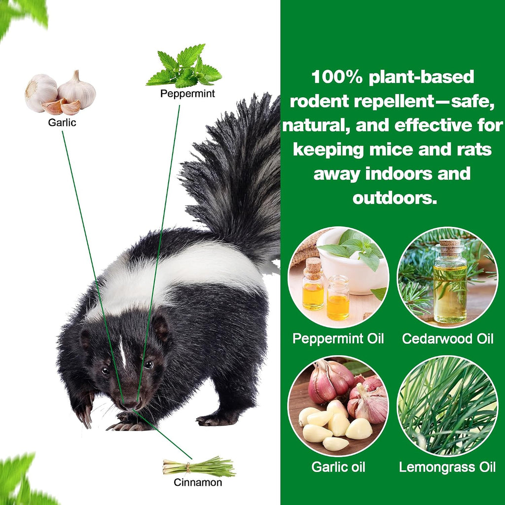 24 Pack Skunk Repellent - Raccoon Repellent Outdoor for Indoor Outdoor, Natural Peppermint Oil Safe for Pets & Kids