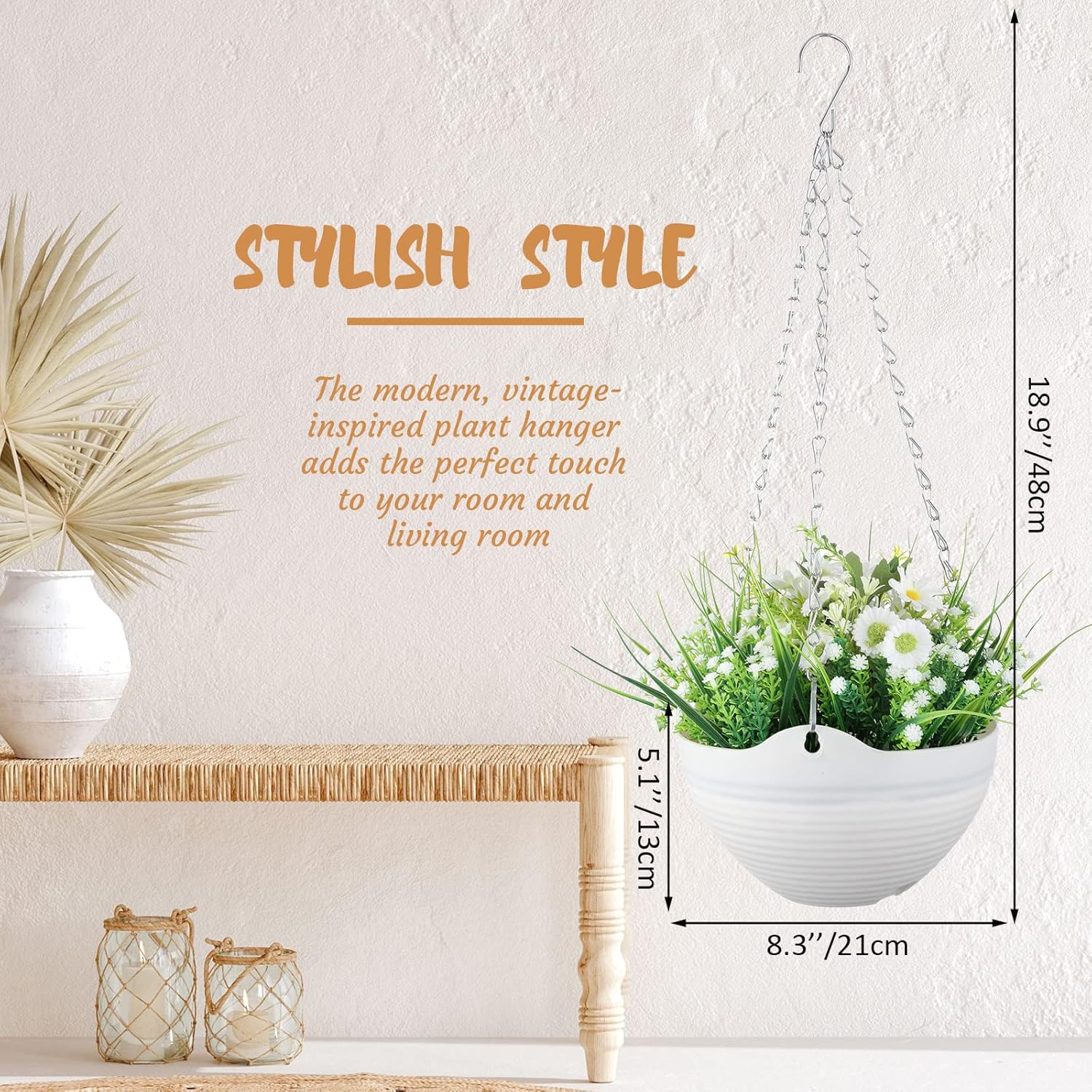 Zopeal 16 Pack Self Watering Hanging Planters 8 Inch Garden Flower Plant Pot Container with Drainer and Chain Round