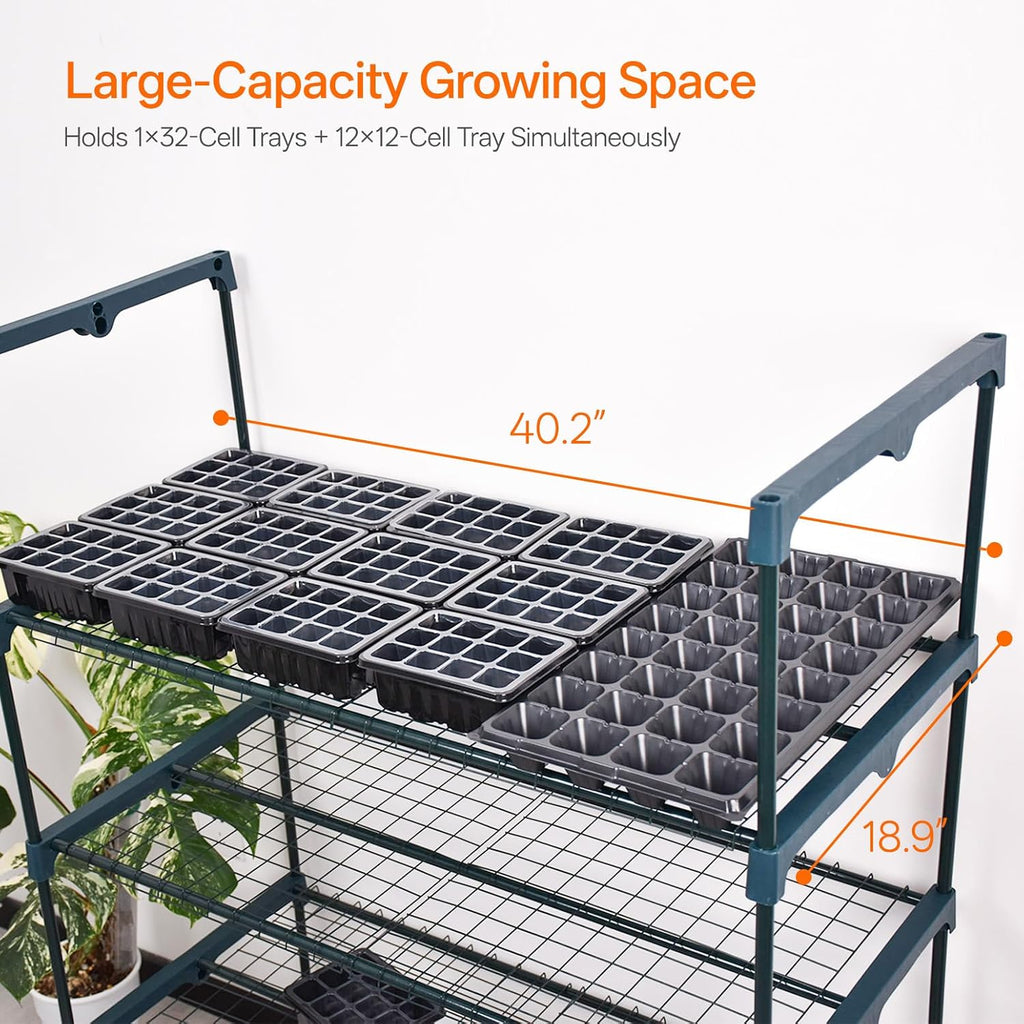 Indoor Greenhouse with Grow Light, 5-Tier Large Greenhouse Cabinet | 5x24W LED Grow Lights, Clear PVC Cover, 5 Heavy