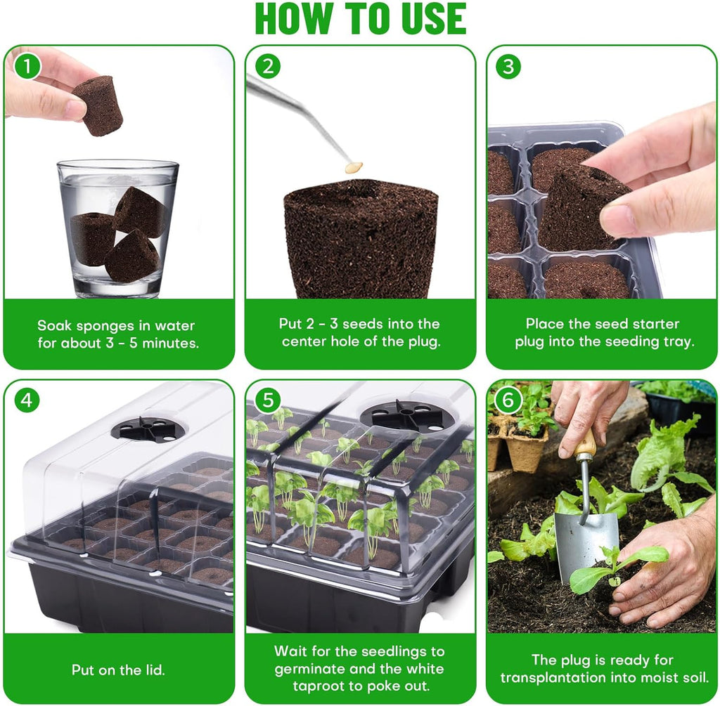40 Pcs Seed Starter Plugs with Tray, Replacement Grow Sponges Plant Plugs, Great for Soil, Tray or Planting Pods
