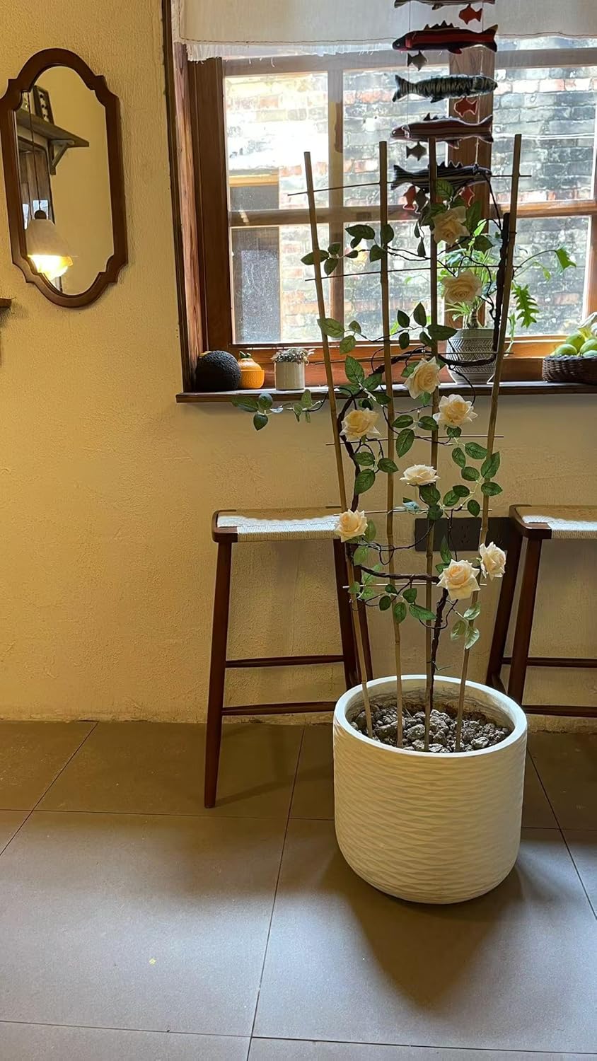 Natural Bamboo Trellis, 4Feet,3Pack,Fan-Shaped Plant Support Trellis for Outdoor and Indoor Potted Climbing