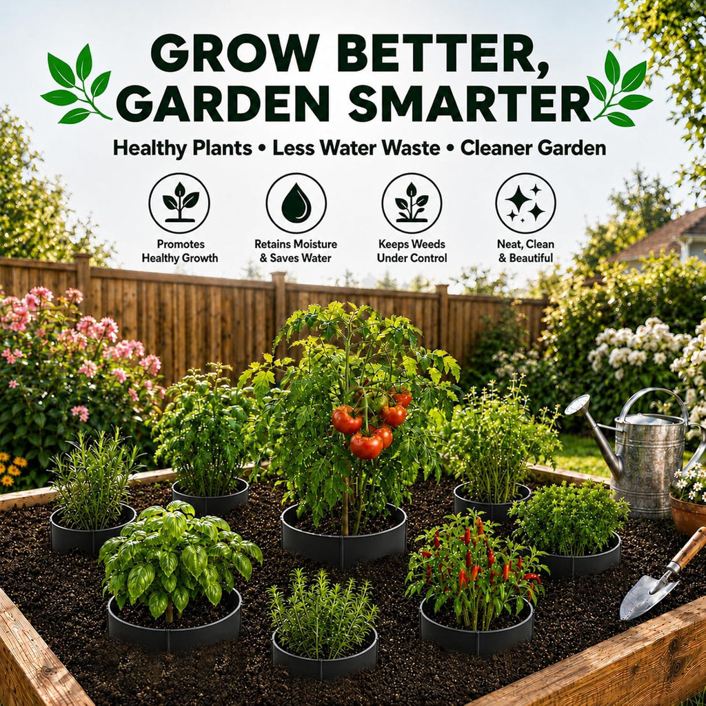 Planting Grow Rings, 60 Pcs Garden Border Segments for 8/10/12 Inch Plant Rings, Water Retention Root Watering