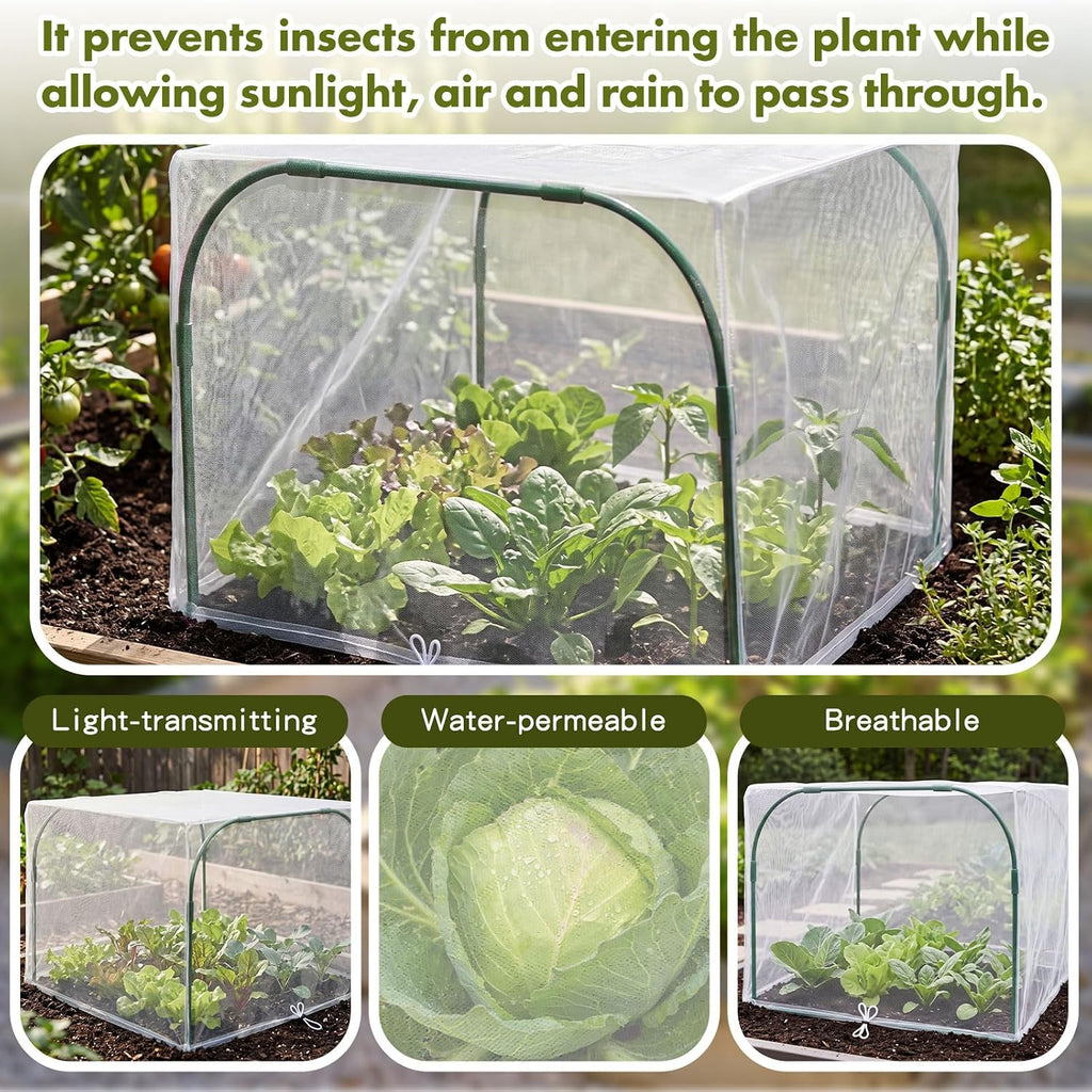 Woanger 2 Pack Garden Netting for Raised Beds Rectangular Pest Barrier with Hoops for Garden Protection Plant Mesh