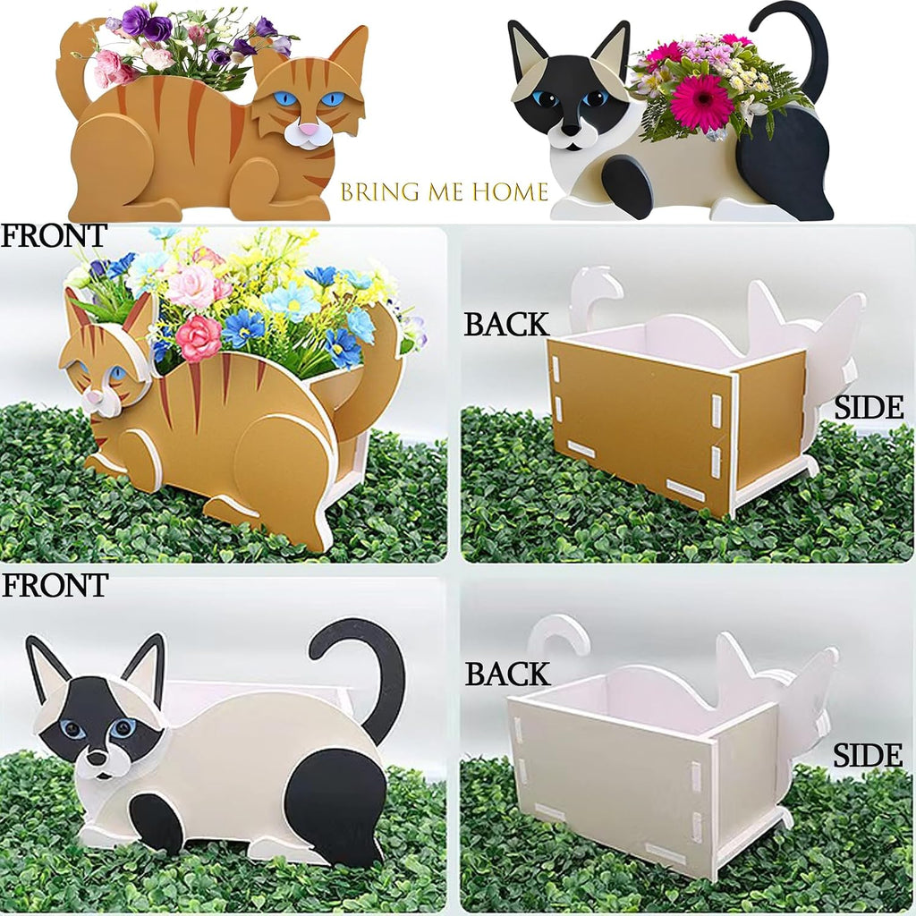 Siamese Cat Planter Pots, Animal Shaped Flower Pot | Cute Plant Gift for Women and Pet Lovers, Indoor Outdoor Garden