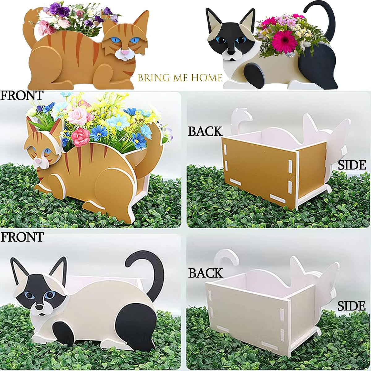 Siamese Cat Planter Pots, Animal Shaped Flower Pot | Cute Plant Gift for Women and Pet Lovers, Indoor Outdoor Garden