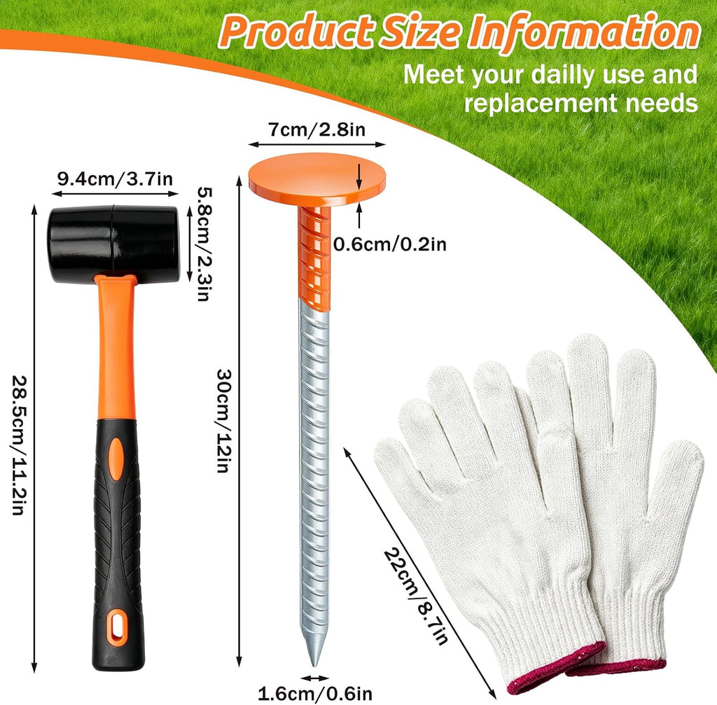 4 Pcs Rebar Survey Marker Stakes, 12 Inch Long Heavy Duty Hi Vis Property Line Marker Post, 1.35 lb Rebar Property Line
