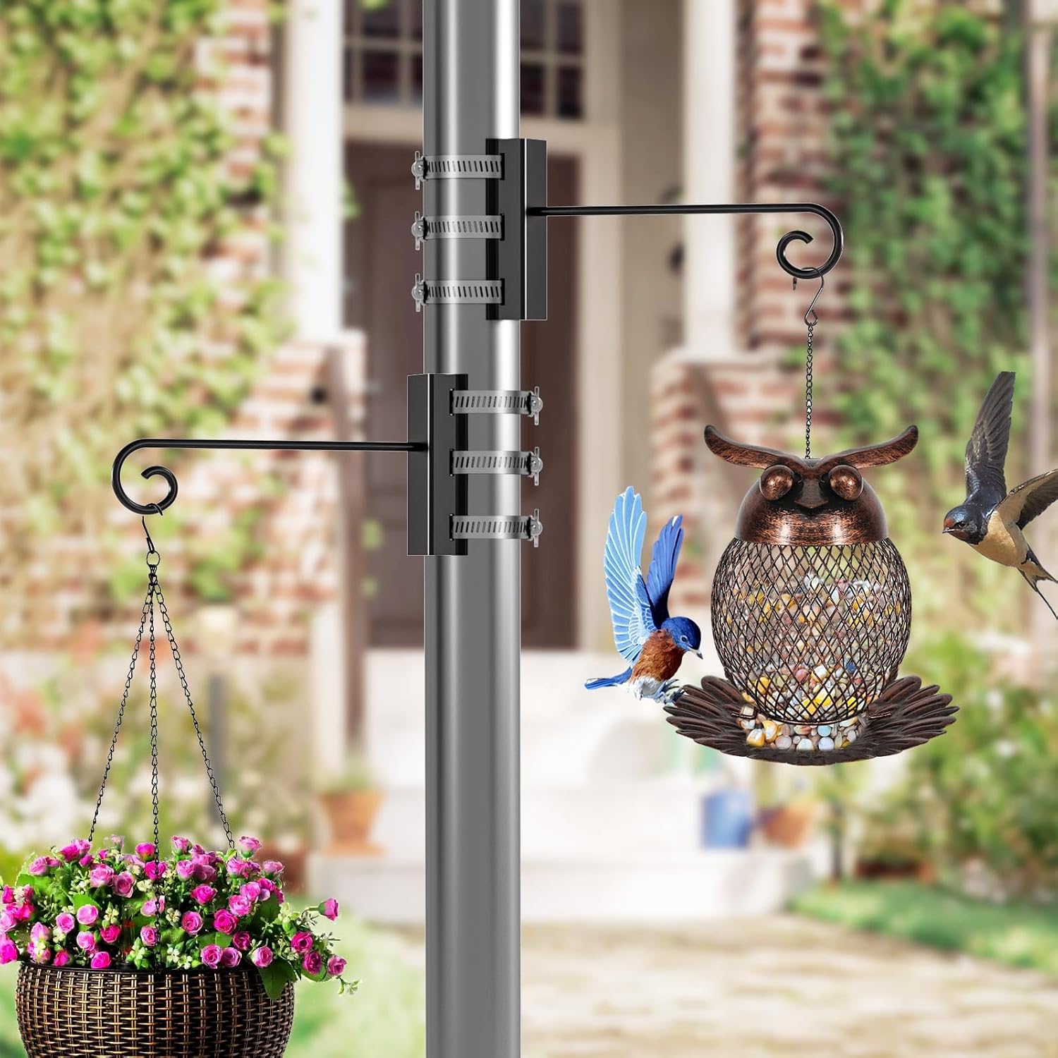 4Pcs Heavy Duty Railing Bird Feeder Hanger, Outdoor Hanging Bracket, Extended Hanger for Bird Feeders, Flower Baskets