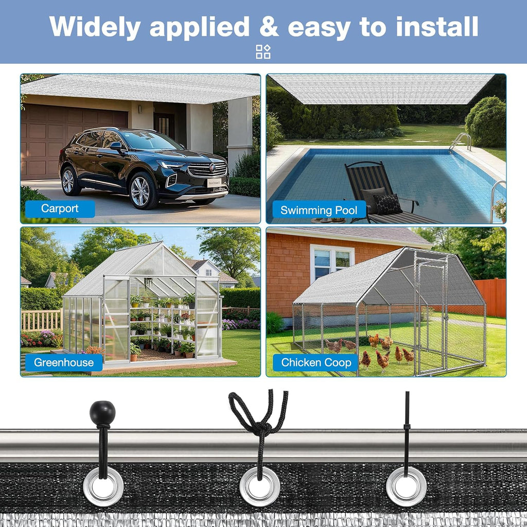 99% 10x12 FT Aluminet Shade Cloth with Grommets FT Aluminum Reflective Tarp Sun Heat Reflective Blocking Sun for Cars