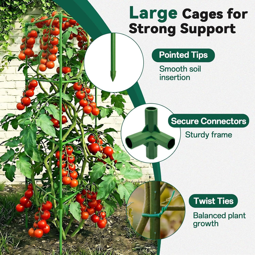 Halatool 3 Pack 60 Inch Adjustable Tomato Cages for Graden | Heavy Duty, Metal Tall Collapsible Tomato Trellis Plant