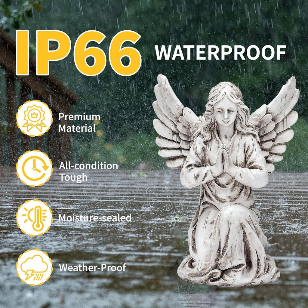 Praying Angel Garden Statue – Outdoor Kneeling Angel Figurine for Yard, Patio, Memorial Decor, Resin Sculpture
