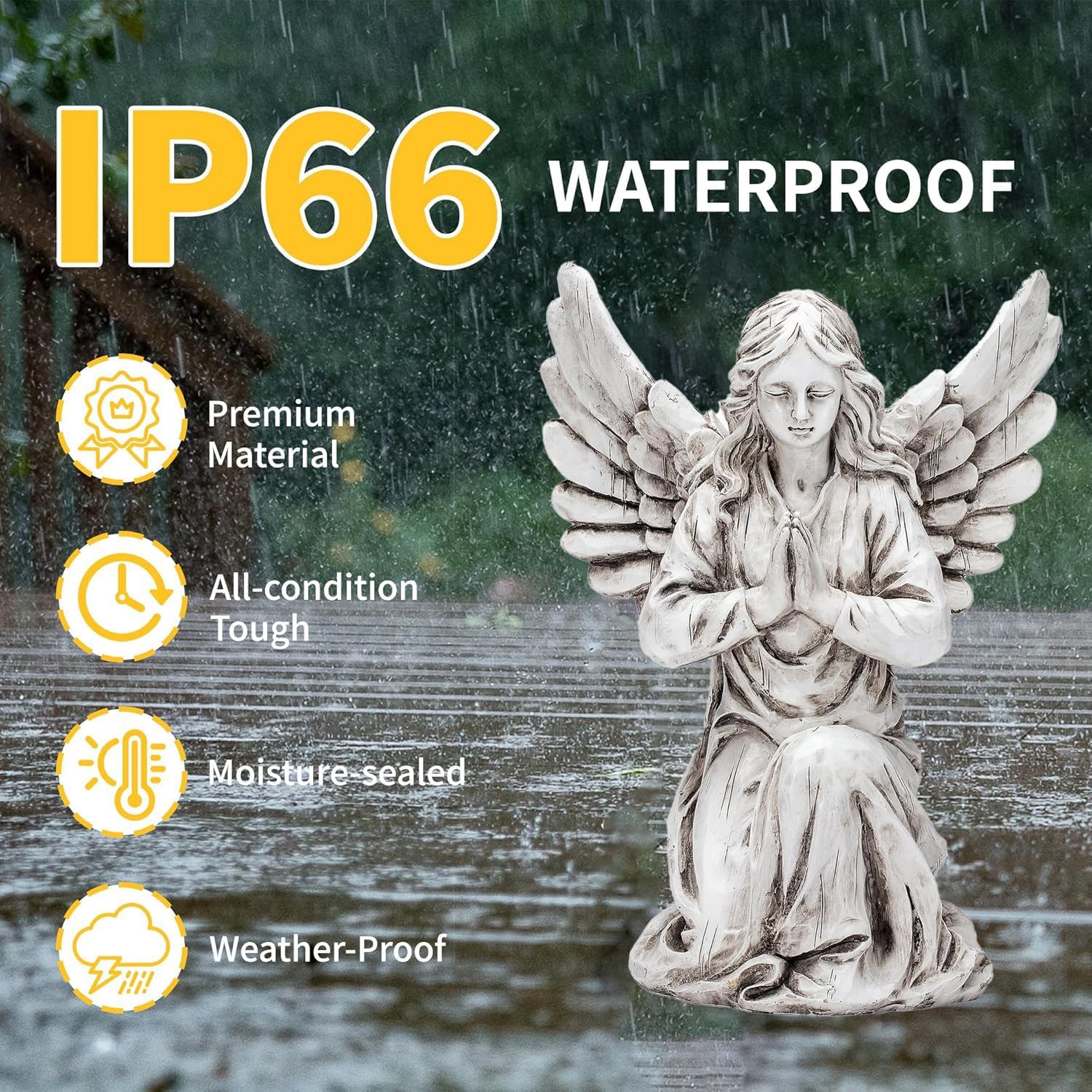 Praying Angel Garden Statue – Outdoor Kneeling Angel Figurine for Yard, Patio, Memorial Decor, Resin Sculpture