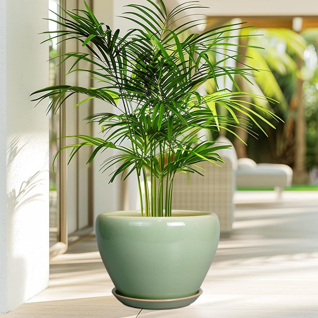 Ceramicfor Ceramic Planter Pot - 10 Inch Plant Pot for Indoor Plants Decorative Planter with Drainage Hole and Saucer