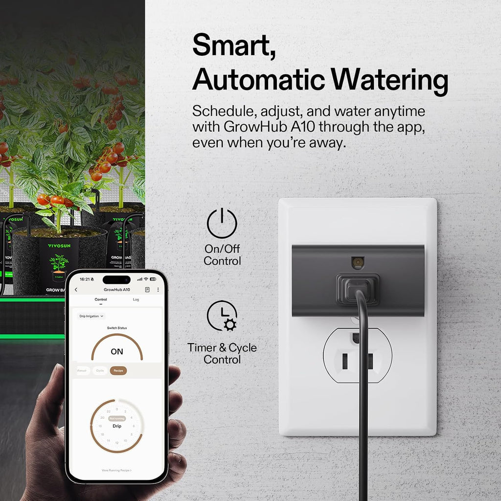 VIVOSUN Automatic Drip Irrigation Kit, Smart Watering System | 16 Drip Emitters, 4mm Fast Flow, App-Controlled, Quiet