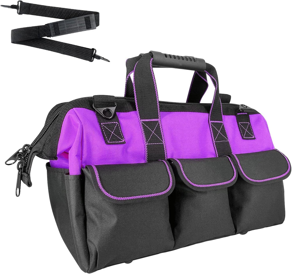 Women Heavy Duty Tool Bag with Molded base,Garden Storage Organizer for Tools,16 x 7.5 x 10.5 inches,600D Polyester