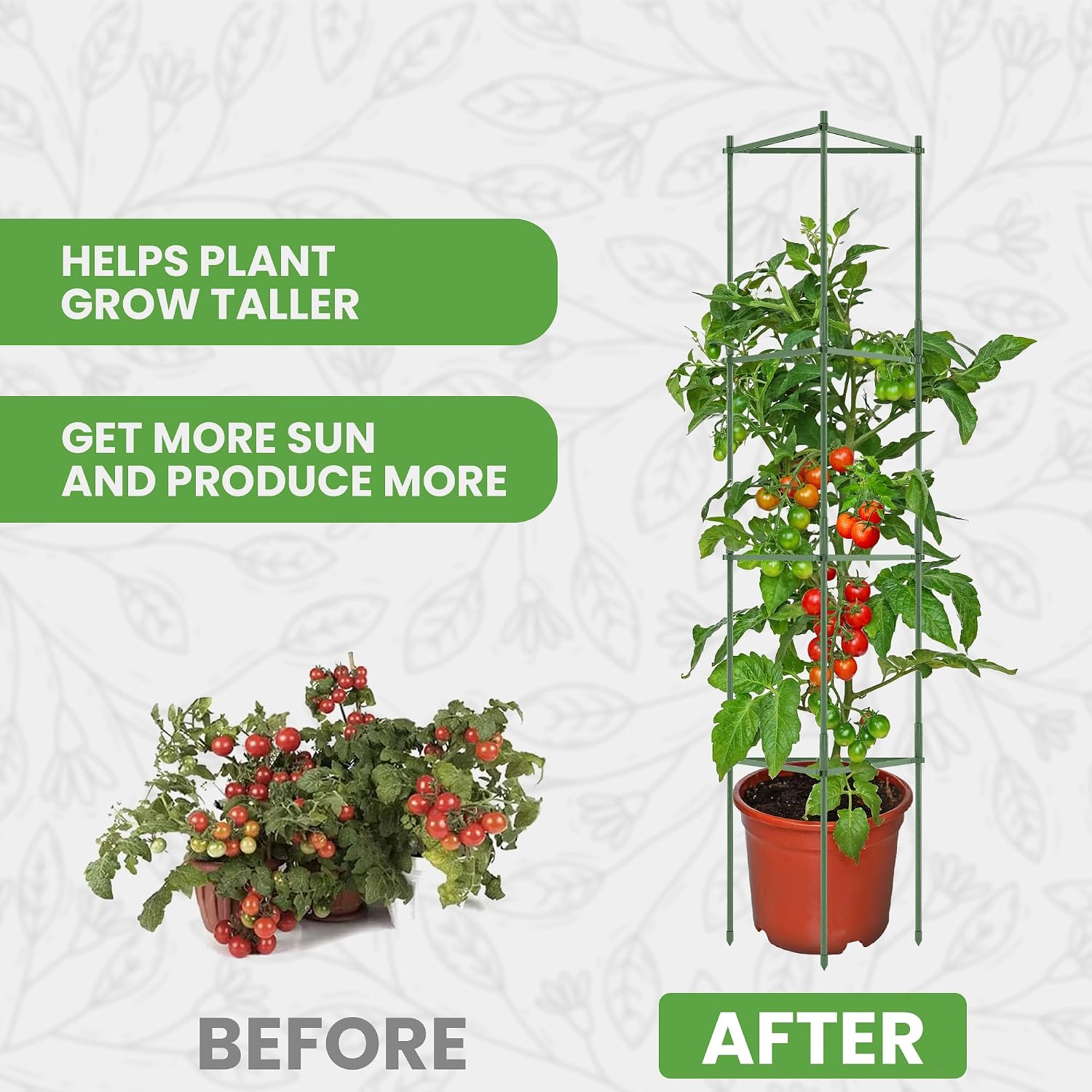K-Brands Tomato Cage - Tomatoes Plant Stakes Support Cages Trellis for Garden and Pots (3 Pack - Extra Tall Upto 68