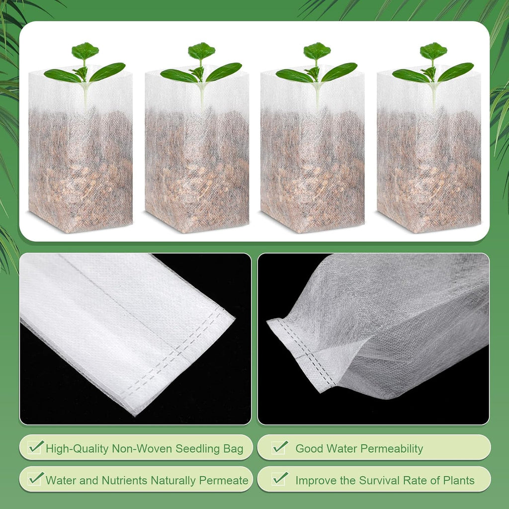 1000 Pcs Seed Non Woven Plants Nursery Bags 5.9 x 6.3 Inch Fabric Seedling Pots Grow Bags Plants Pouch for Vegetables