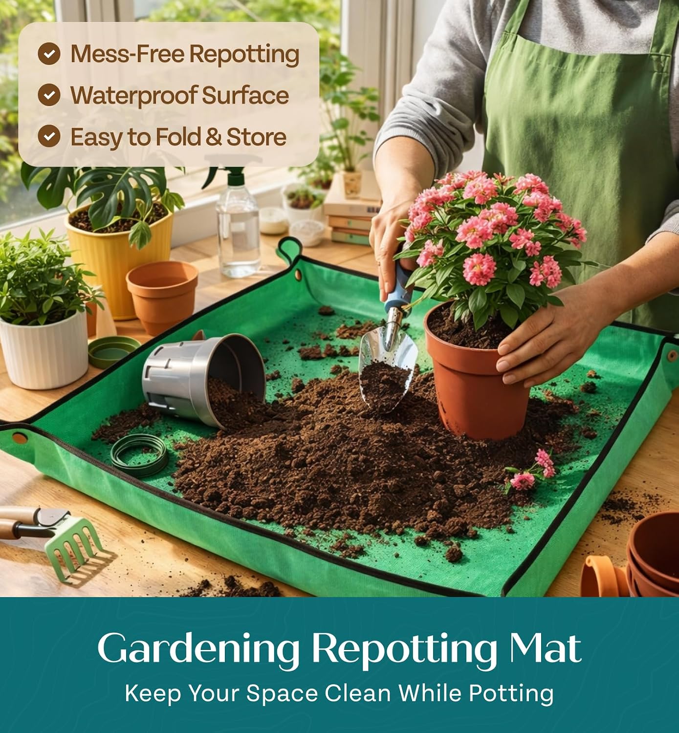 Heavy Duty Gardening Tools - Gardening Gifts for Women, Men, Mom, Dad - Durable, Ergonomic Garden Tools Set (Green with