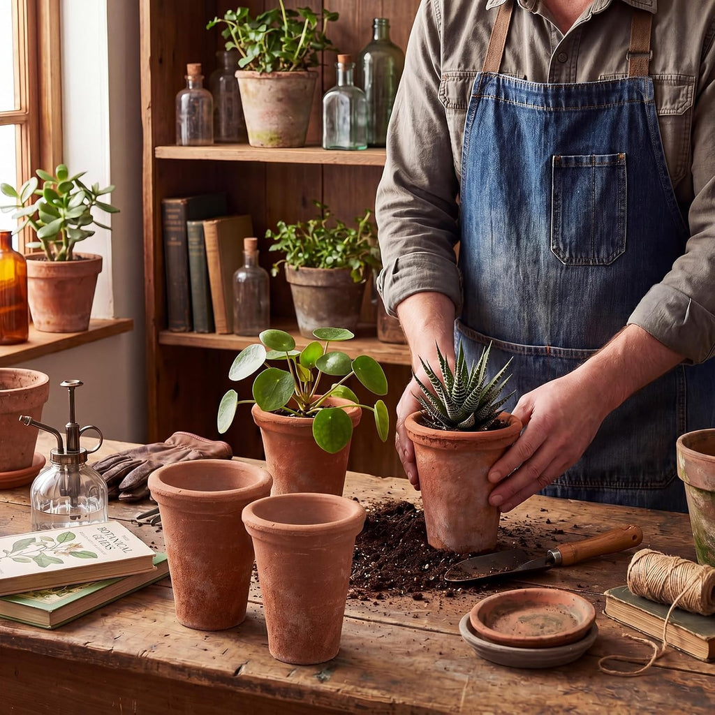 4 Packs Aged Terracotta Pots 4.3 x 3.4'' Terracotta Planter Small Rustic Clay Pots for Plants Flower Cactus Succulent