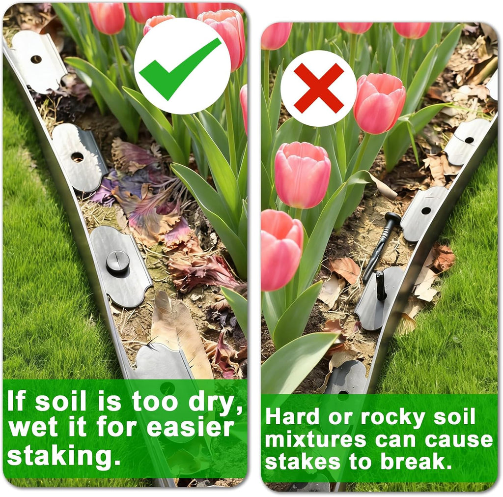 4 Inch Tall 66 FT Garden Edging Kit with 90pcs Spikes, Plastic Edging for Landscaping