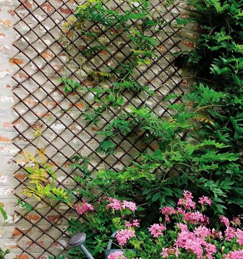 GLANT Lattice Fence Expandable Plant Climbing Trellis, Open Screen Willow Fencing
