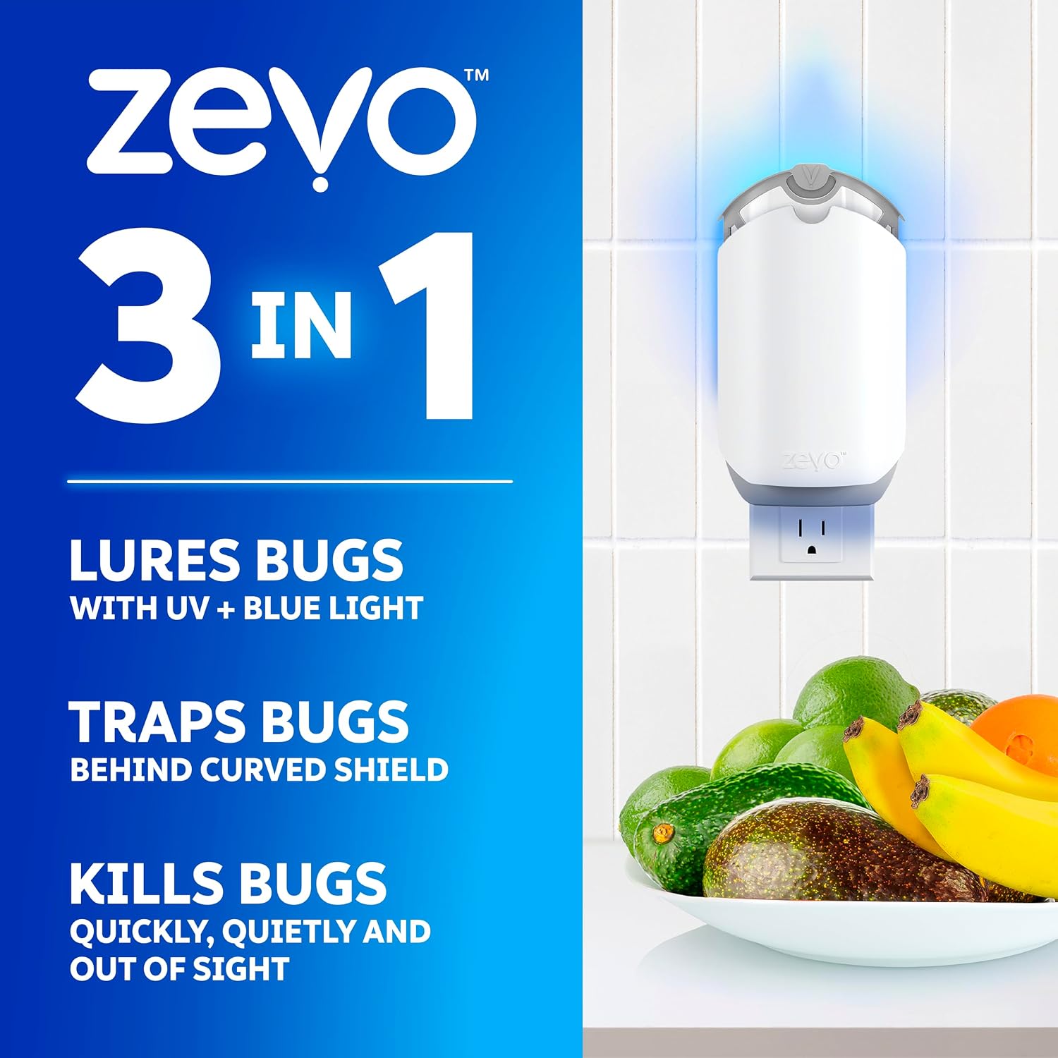 Zevo Flying Insect Trap for Fruit Flies & Gnats, 1 Base & 3 Refills | Fly Trap Catches House Flies, Gnats & Fruit Flies