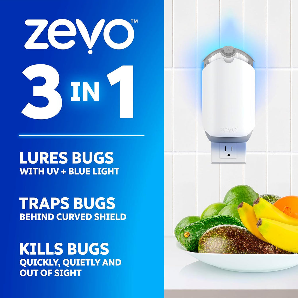 Zevo Flying Insect Trap for Fruit Flies & Gnats, 2 Bases & 2 Refills | Fly Trap Catches House Flies, Gnats & Fruit
