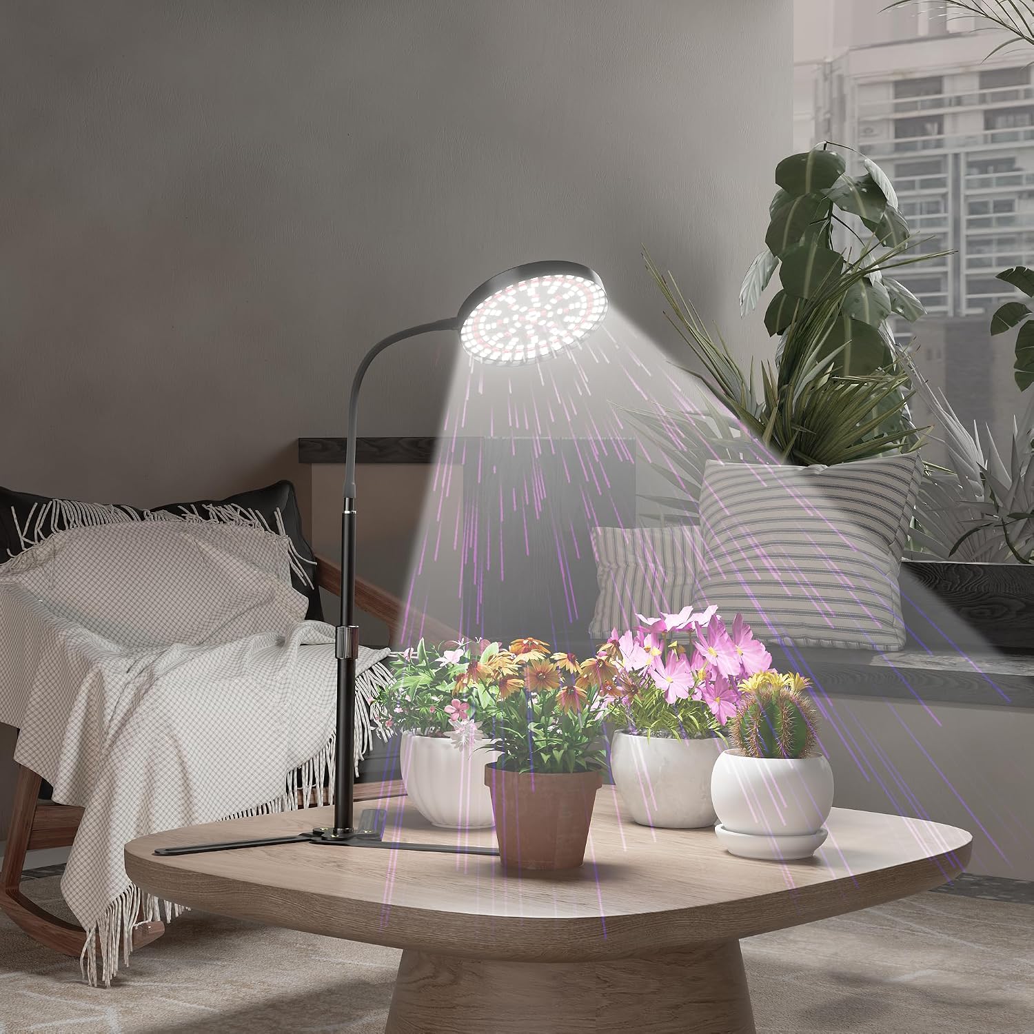 Grow Light for Plants Indoor Growing,Height 10-32'' with Dimming & Timer | 6000K Full Spectrum Plant Growing Lamp with