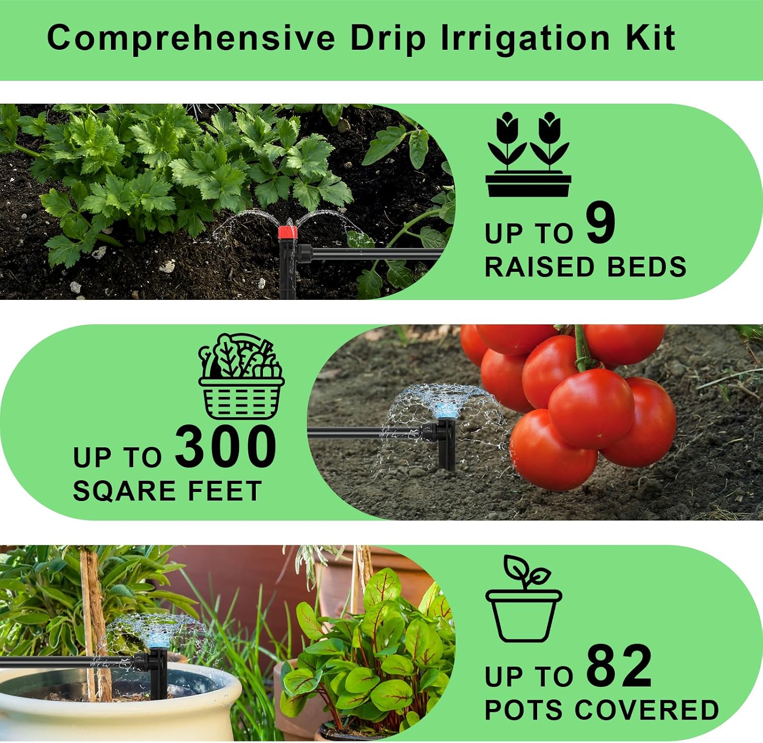250FT Drip Irrigation Kit – 2026 New Quick-Connect Micro Irrigation System with 1/4'' 1/2'' Tubing, Locking Nozzle