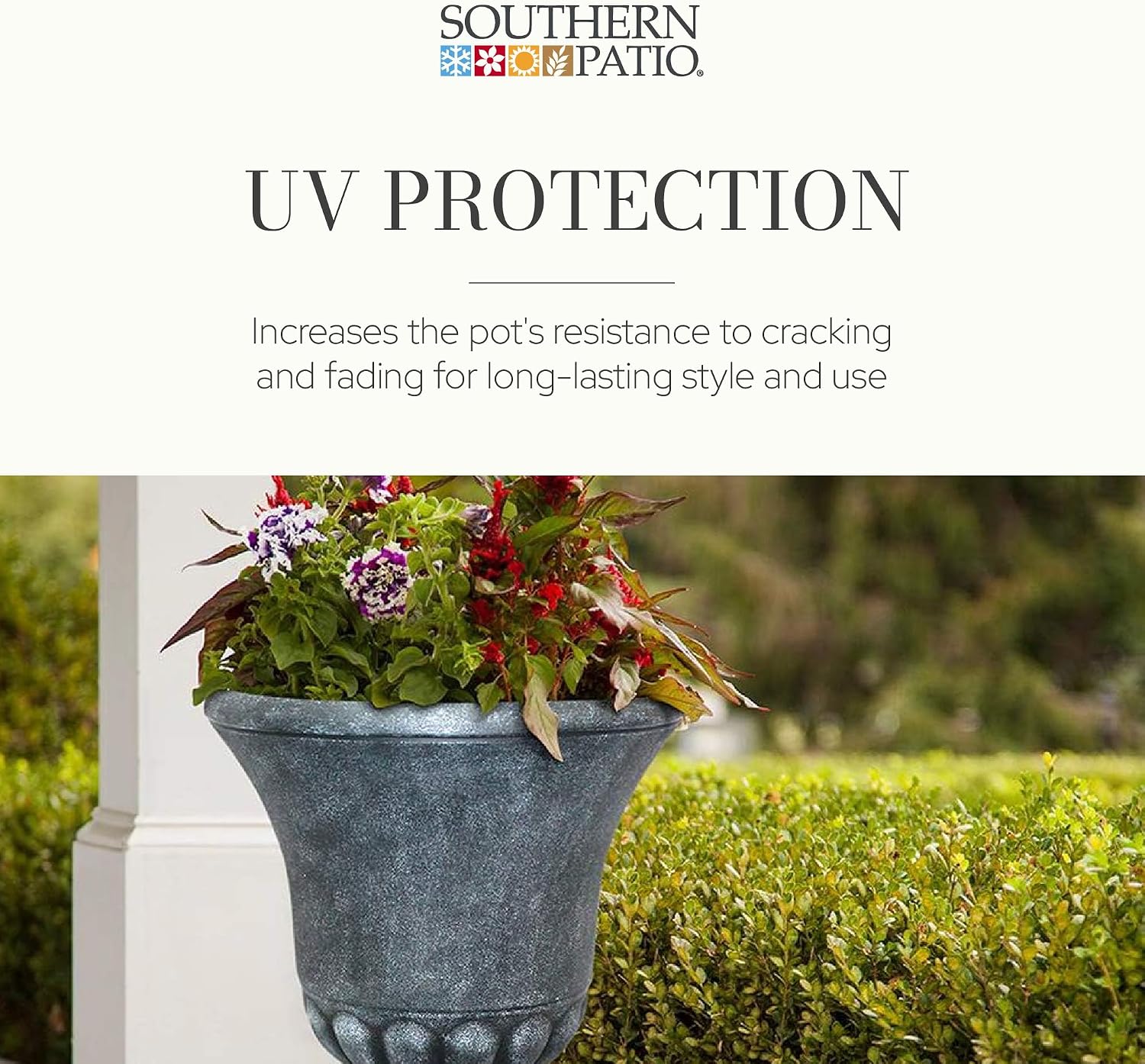 Southern Patio Winston Plant Urn, Garden Planter Urn for Flowers and Plants, 16" D x 16" W x 21" H, Weathered Black, 2